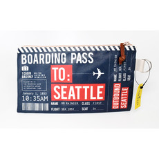 Seattle Boarding Pass Small Pouch- Navy