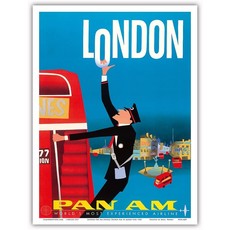 Pan Am London Double Decker Print 9x12