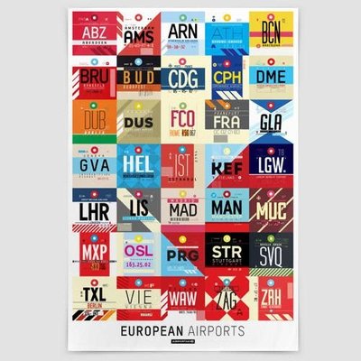 AT-3 AIRPORTAG European Airports Poster