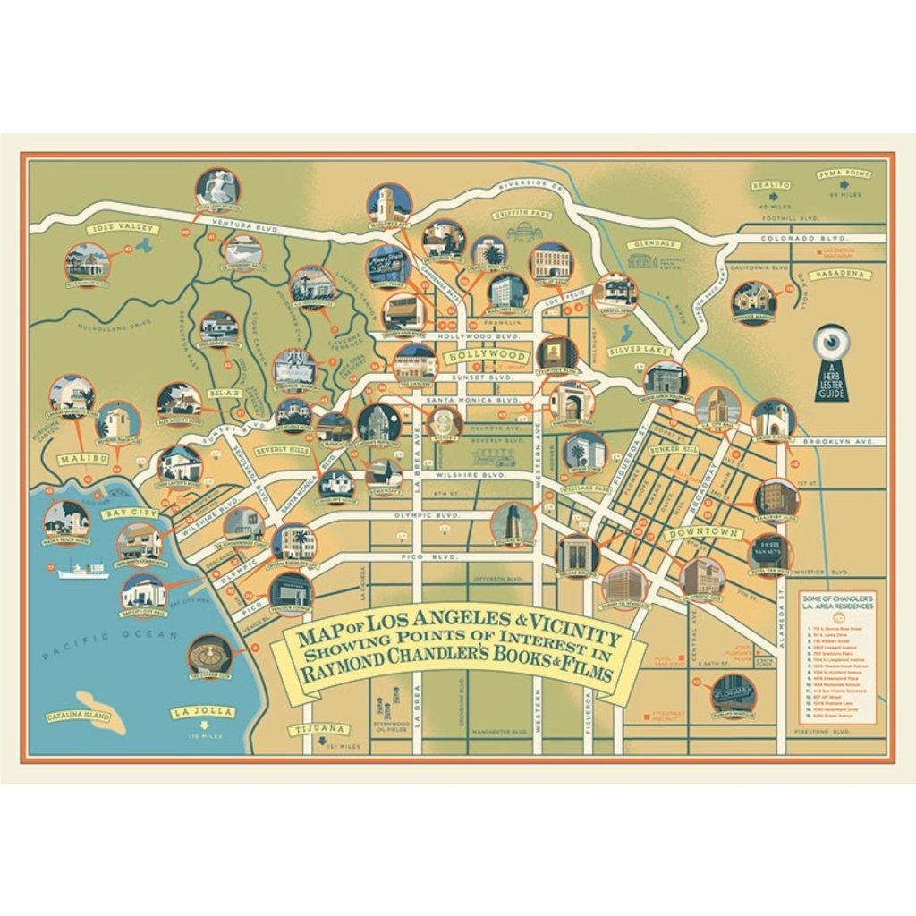 Raymond Chandler Map of Los Angeles