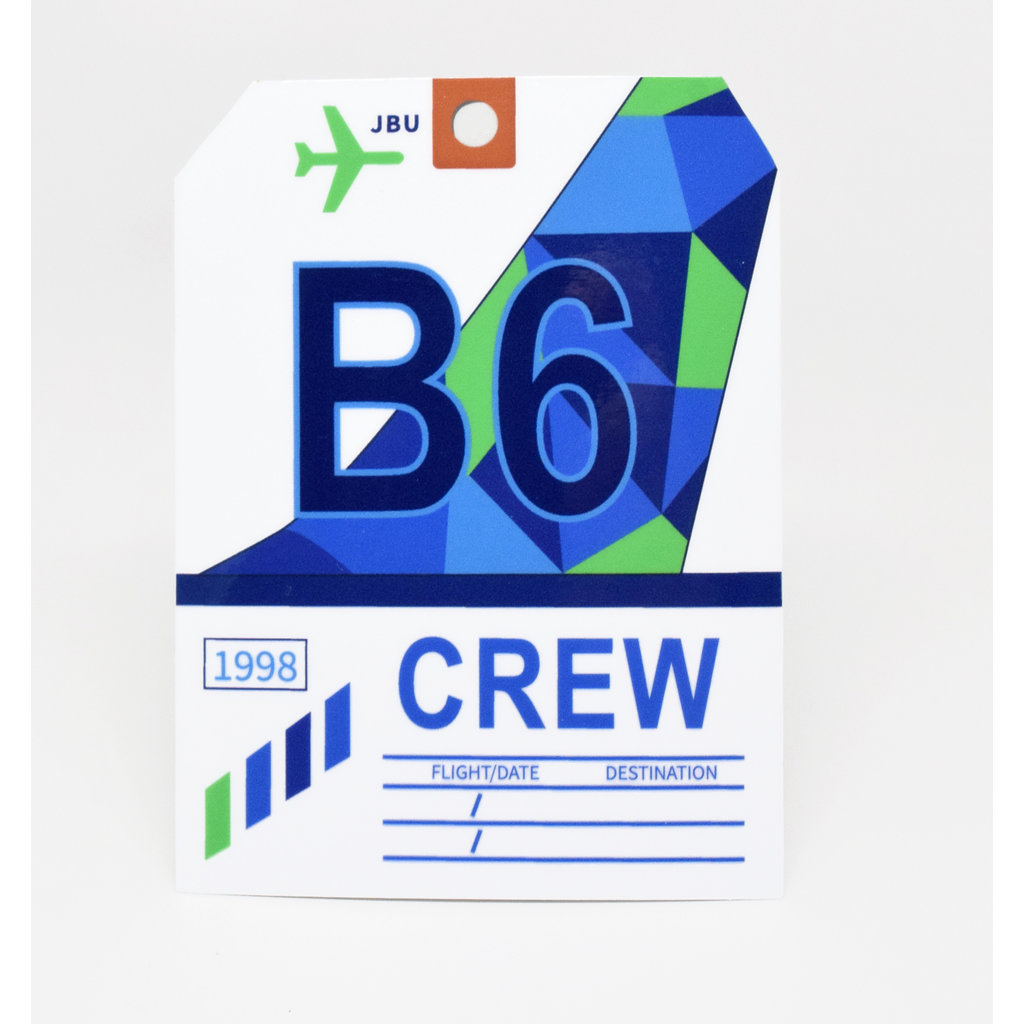 B6 CREW Baggage Tag Die-Cut Sticker