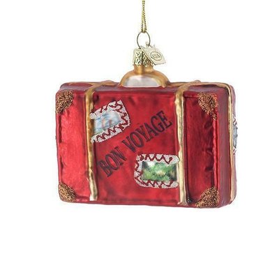 WHKA- Glass Bon Voyage Suitcase Ornament