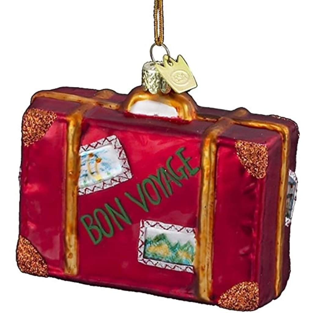 WHKA- Glass Bon Voyage Suitcase Ornament