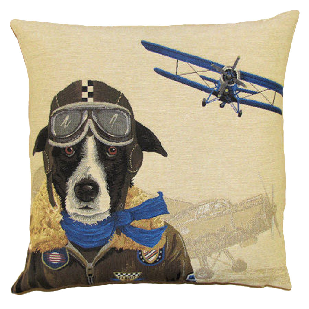 Tapestry Cushion Cover Blue Bomber Pilot
