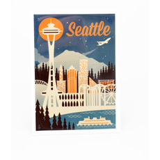 Seattle Retro Skyline Magnet