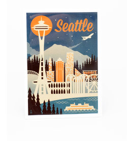 Seattle Retro Skyline Magnet
