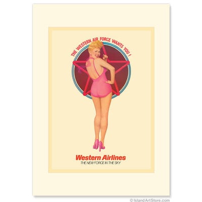 Western Air Force PinUp Girl - Western Airlines Note Card