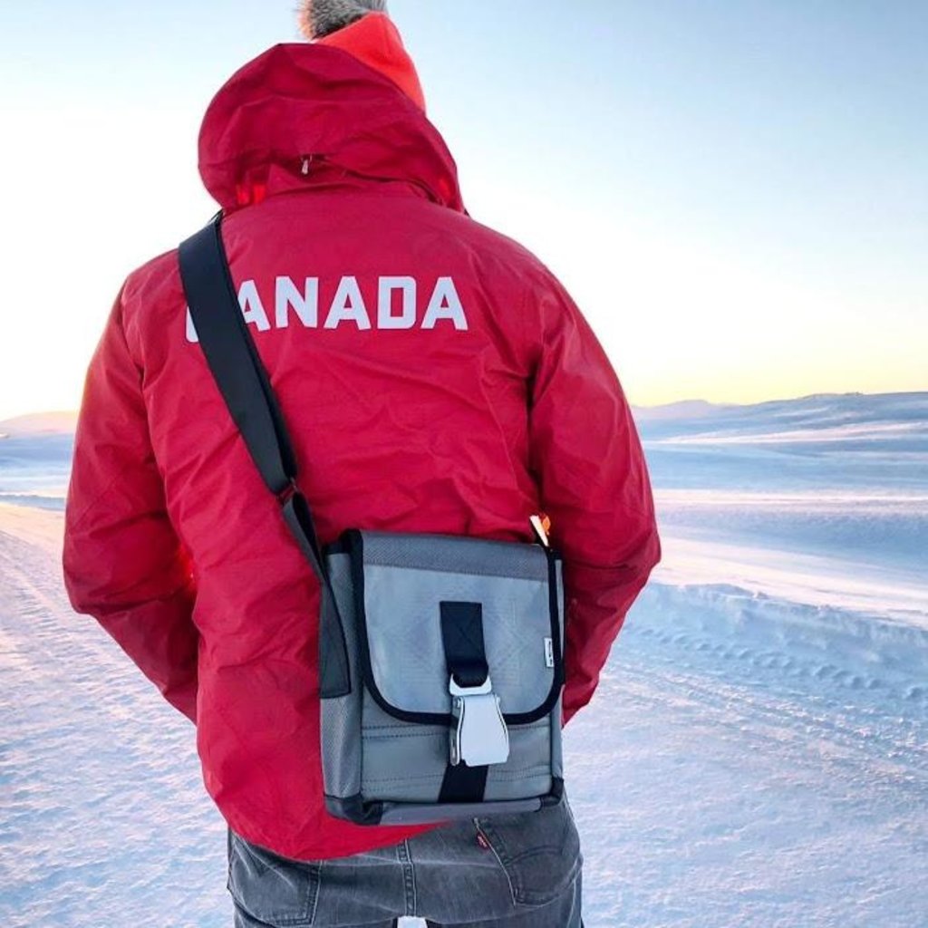 WHMACL- Alaska Airlines Boeing 737 Recycled Leather Mini Messenger Bag