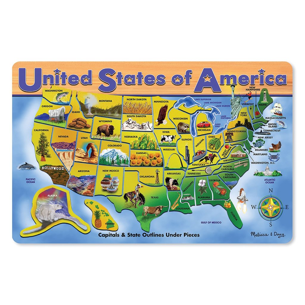 1MD- U.S.A. Map Wooden Puzzle