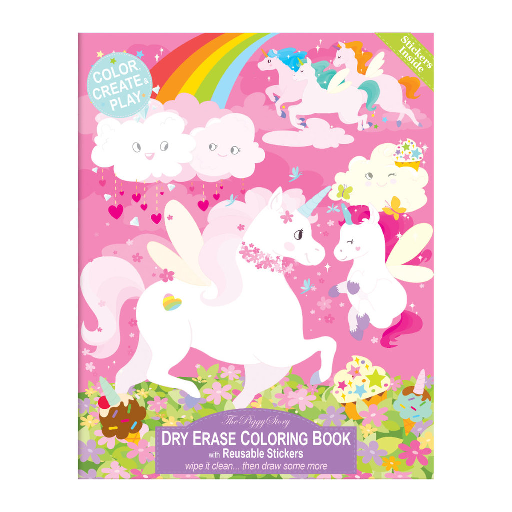 WHTPS- Unicorn Fantasy Dry Erase Coloring Book