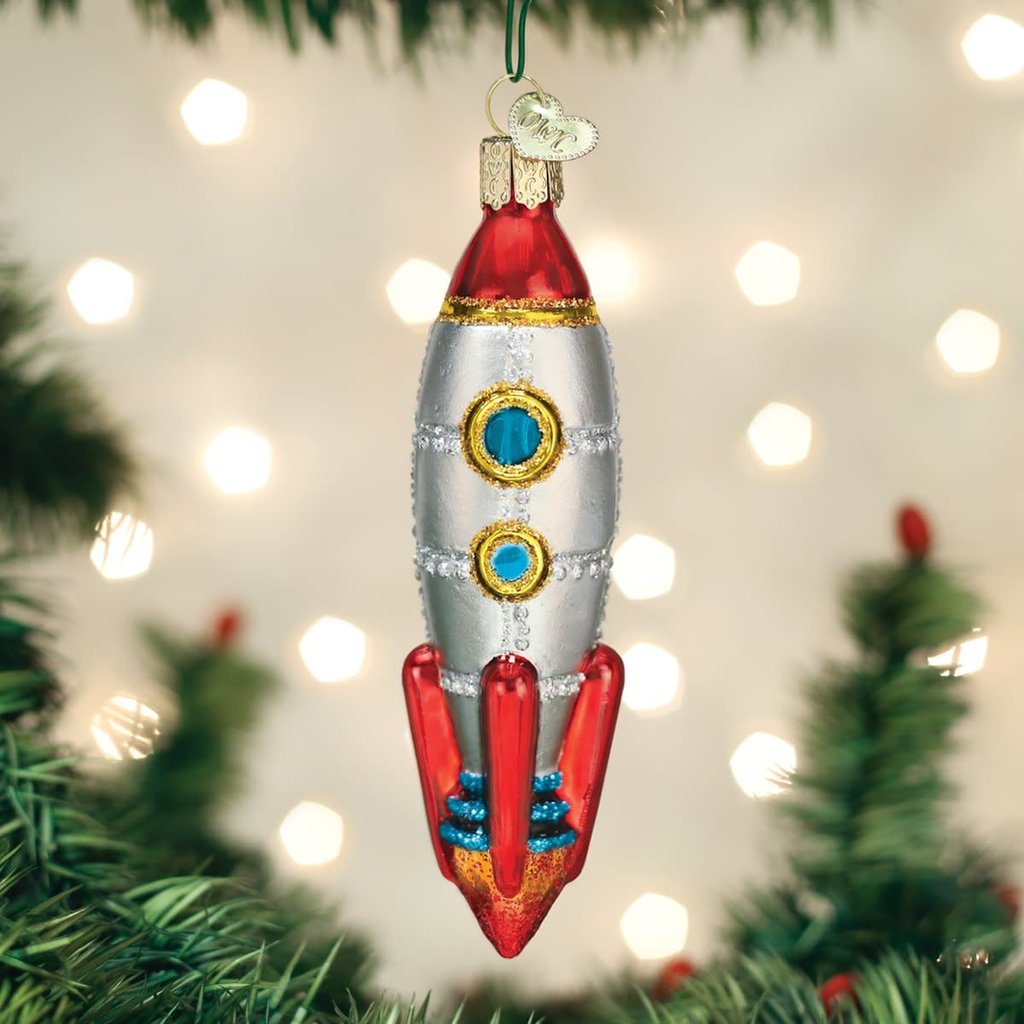 WHOWC- Old World Christmas Toy Rocket Ornament -DNR