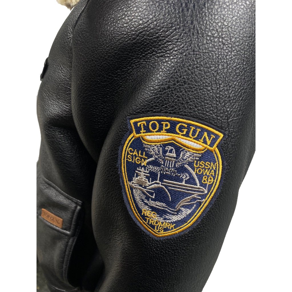Top Gun® Insignia Bonded PU Bomber Jacket -Black