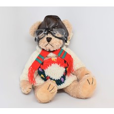 XMAS Pilot Bear 12" Beige with Xmas Wreath Sweater and Scarf