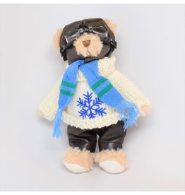 XMAS Pilot Bear Beige 8" Snowflake Sweater and Scarf