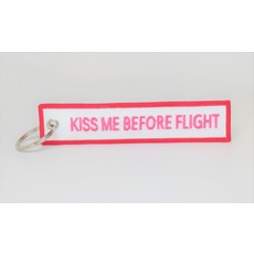 WHSKBNS- Kiss Me Before Flight Bag Tag Keychain -Bright Pink