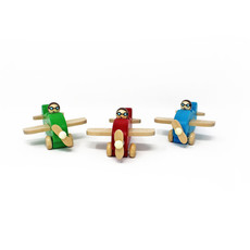 1JRC- Kids Toy: Wooden Pullback Plane - multicolor -disc
