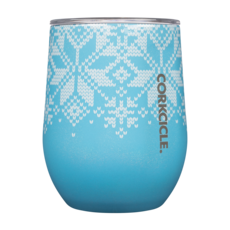 XMAS Corkcicle Stemless Cup 12oz Holiday Fairisle Blue