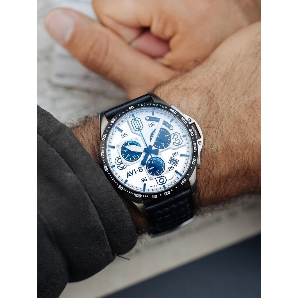 AVI-8 Hawker Meca Qtz Watch White Face/Black