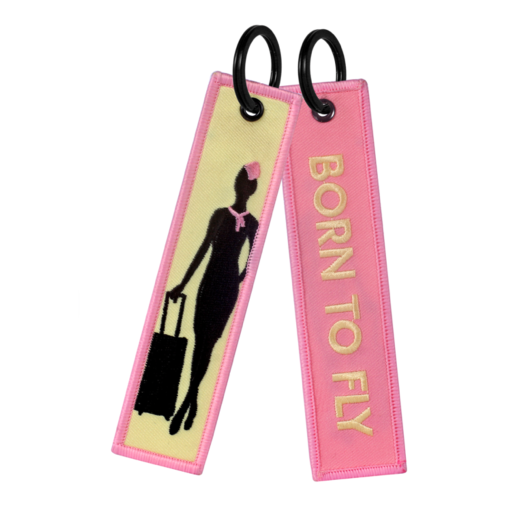 WHSKBNS- Born To Fly Bag Tag Keychain -Pink