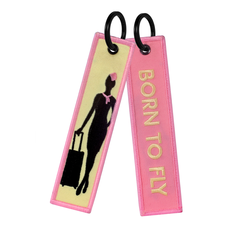 WHSKBNS- Born To Fly Bag Tag Keychain -Pink