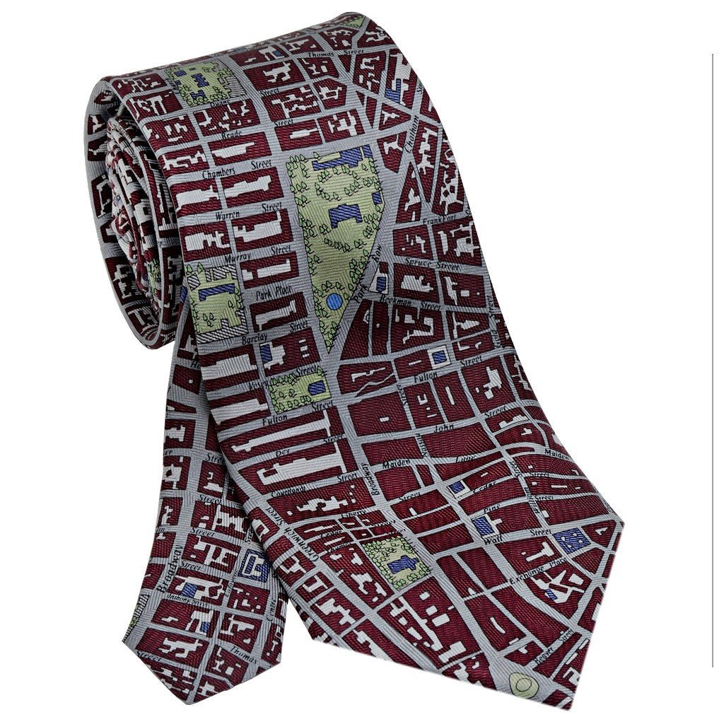 New York CIVITAS Map Red/Grey Necktie
