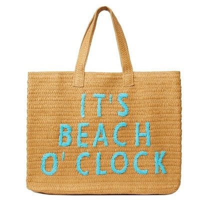 WH1BTB- Beach Bag "It's Beach O'clock" - Turquoise