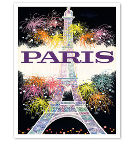 Fly to Paris Eiffel Tower Fireworks Print