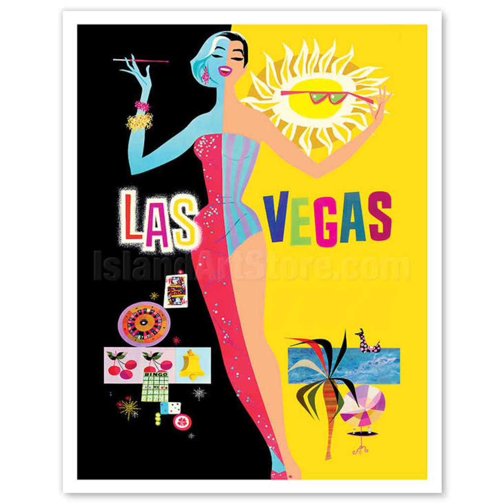 Fly to Las Vegas Night & Day Print 9x12