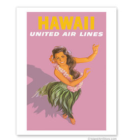 United Airlines Hula Girl Hawaii Print