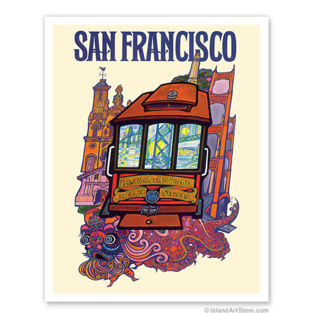 San Francisco Market Street Cable Car Print 9x12