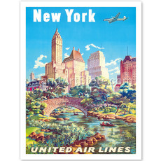 United Airlines Central Park New York Print 9x12