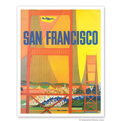 Fly to Golden Gate San Francisco Print 9 x 12