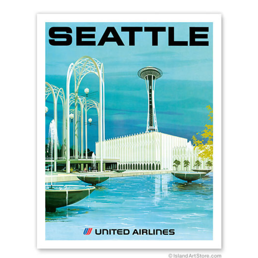 United Airlines Seattle Center Print 9x12