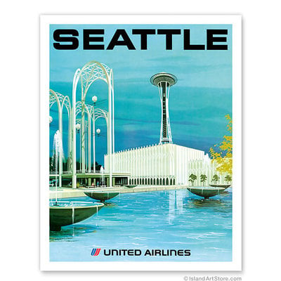 United Airlines Seattle Center Print 9 x 12