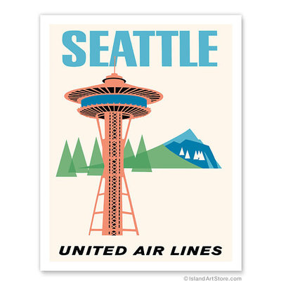 United Airlines Seattle Space Needle Print