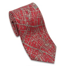 London CIVITAS Map Red/taupe Necktie