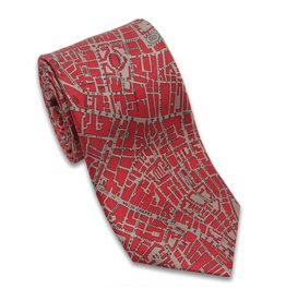 London CIVITAS Map Red/taupe Necktie