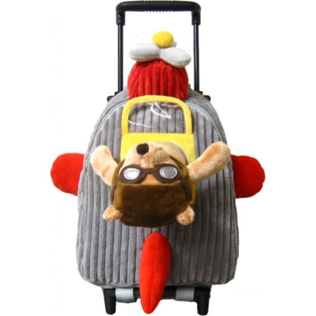 1KK- Airplane Rolling Backpack w/ Removeable Plush