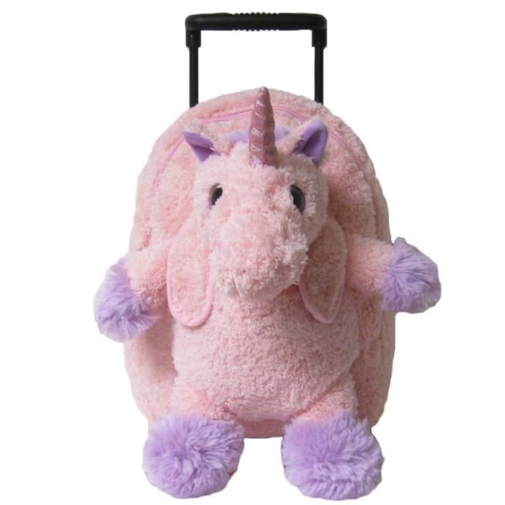 1KK- Pink Unicorn Rolling Backpack w/ Removeable Plush