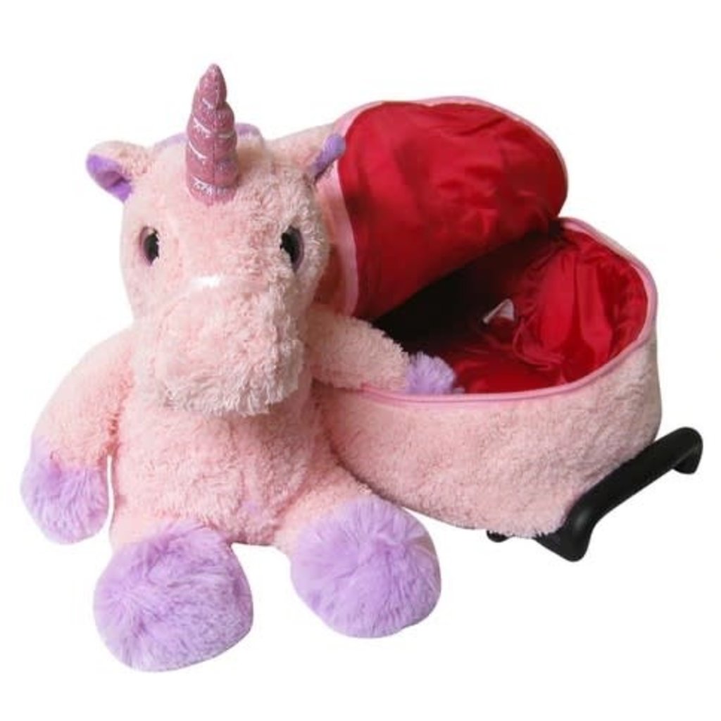 1KK- Pink Unicorn Rolling Backpack w/ Removeable Plush
