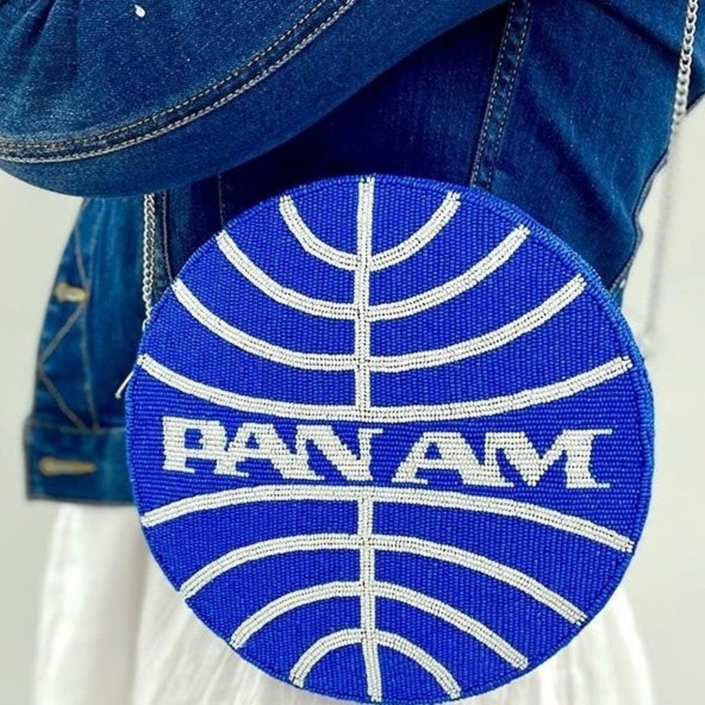 WHDJ- Pan Am Beaded Round Handbag w/Silver Chain