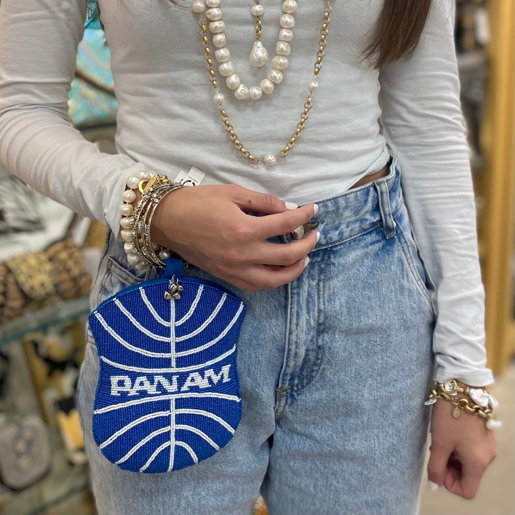 WHDJ- Pan Am Beaded Cell Phone Bag w/Silver Ring Handle