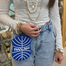WHDJ- Pan Am Beaded Cell Phone Bag w/Silver Ring Handle