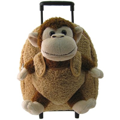 1KK- Monkey Rolling Backpack w/ Removable Plush