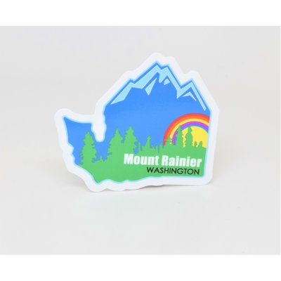 Mt Rainier WA Rainbow Die-Cut Sticker