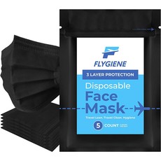 WH1FG FLYGIENE  Disposable Travel Face Mask 5 Count Black