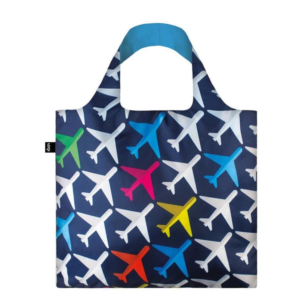 Loqi Reusable Tote Bag Airplane Pattern