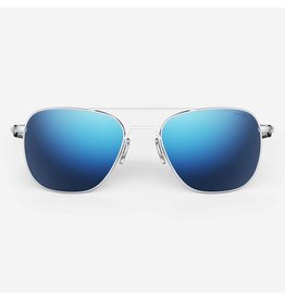 Randolph Aviator Matte Chrome Sunglasses - Blue Atlantic