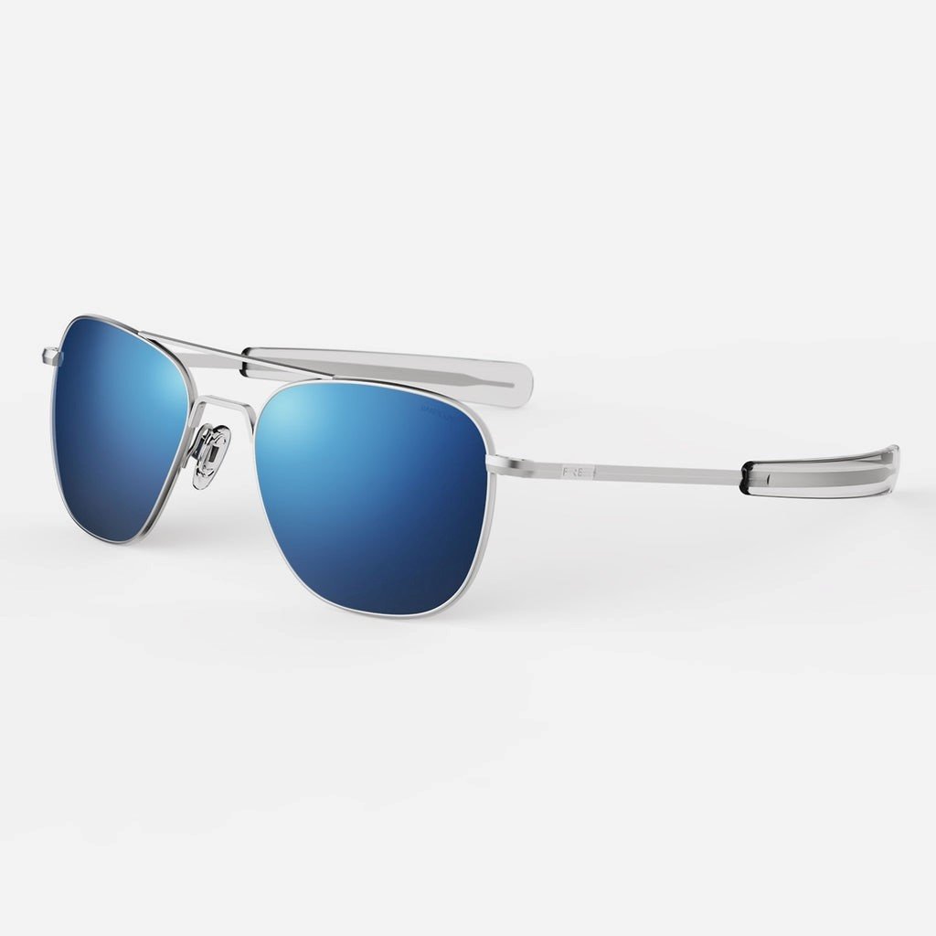 Randolph Aviator Matte Chrome Sunglasses - Blue Atlantic
