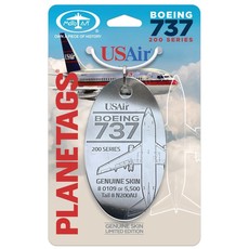 Plane Tag Boeing USAir 737-200 Series - Polished Metal